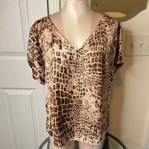 Andree Brown Animal Print Blouse
